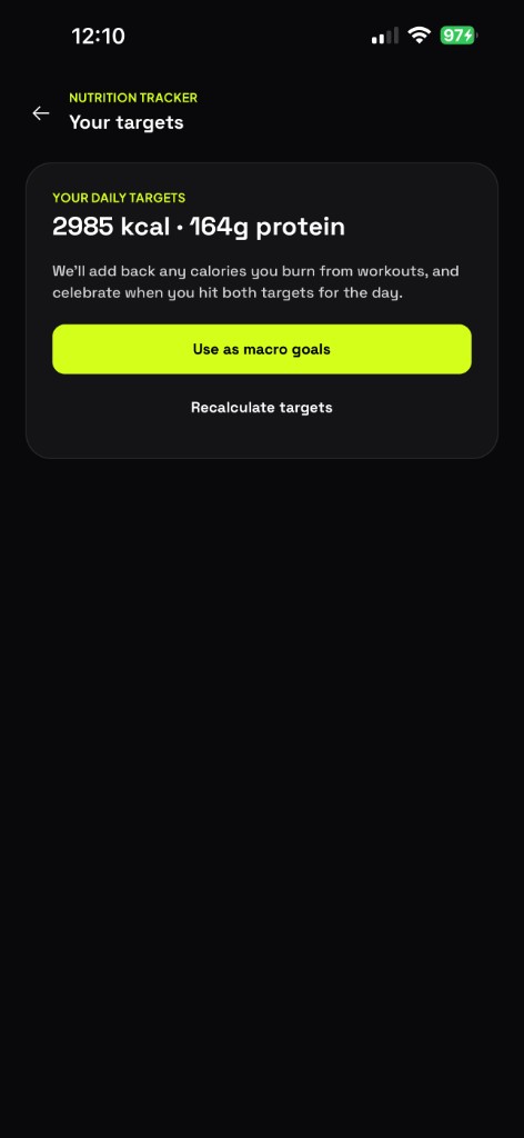 Your targets: daily calories and protein, use as macro goals
